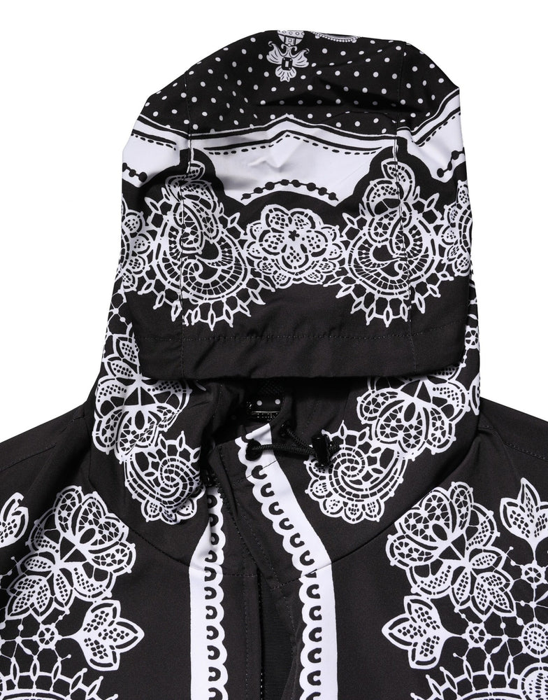 Dolce & Gabbana Black Bandana Print Hooded Bomber Jacket