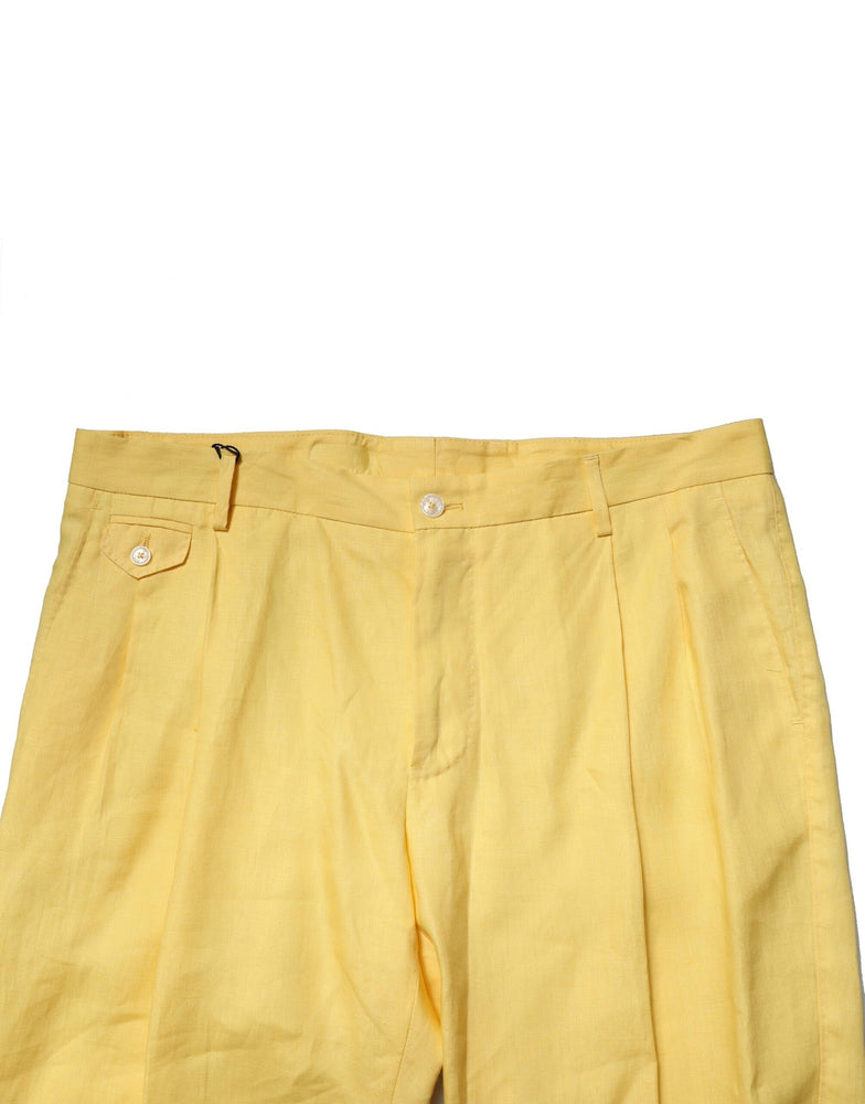 Dolce & Gabbana Yellow Flax Tapered Dress Men Pants