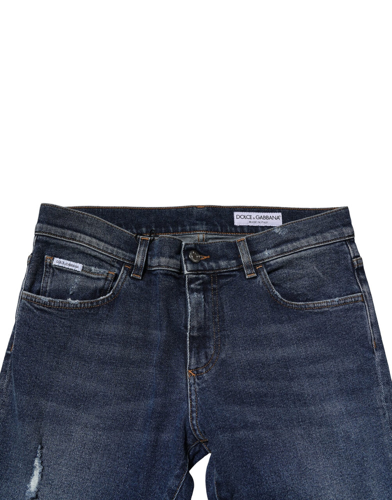 Dolce & Gabbana Blue Washed Skinny Cotton Denim Jeans