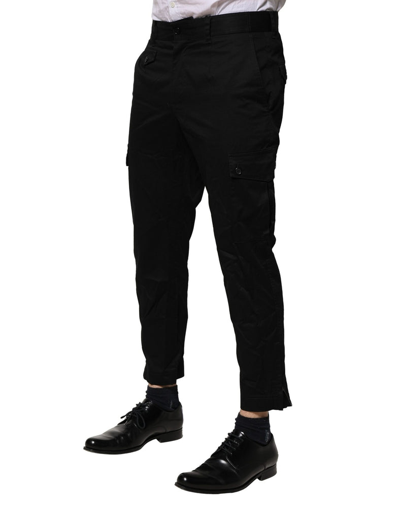 Dolce & Gabbana Black Cotton Dress Slim Formal Pants