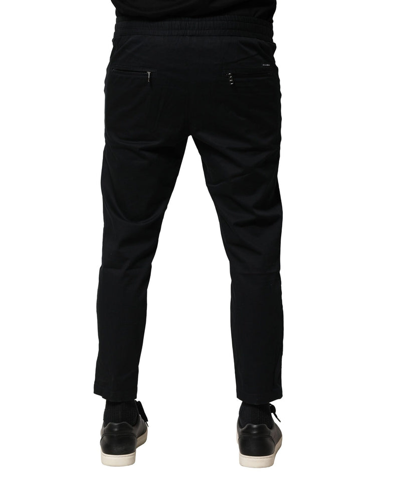 Dolce & Gabbana Black Cotton Mid Waist Jogger Pants