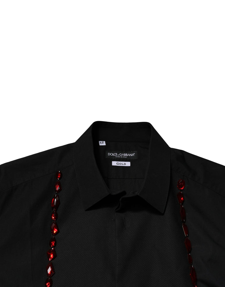 Dolce & Gabbana Black Crystal GOLD Formal Men Dress Shirt