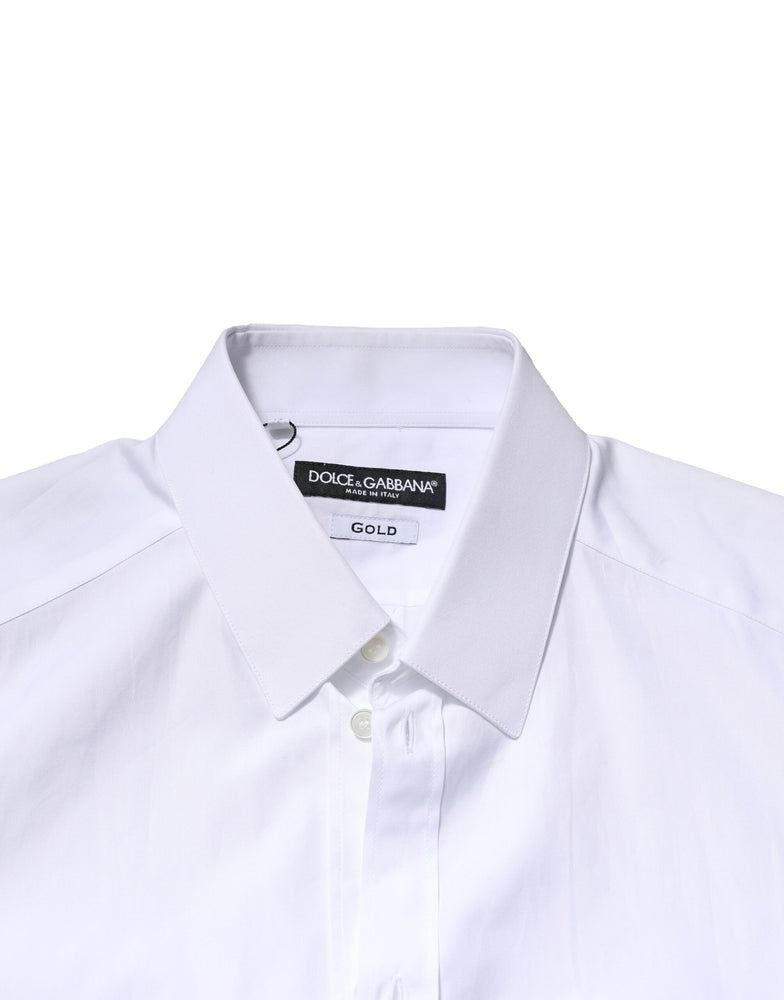 Dolce & Gabbana White GOLD Long Sleeves Men Dress Formal Shirt