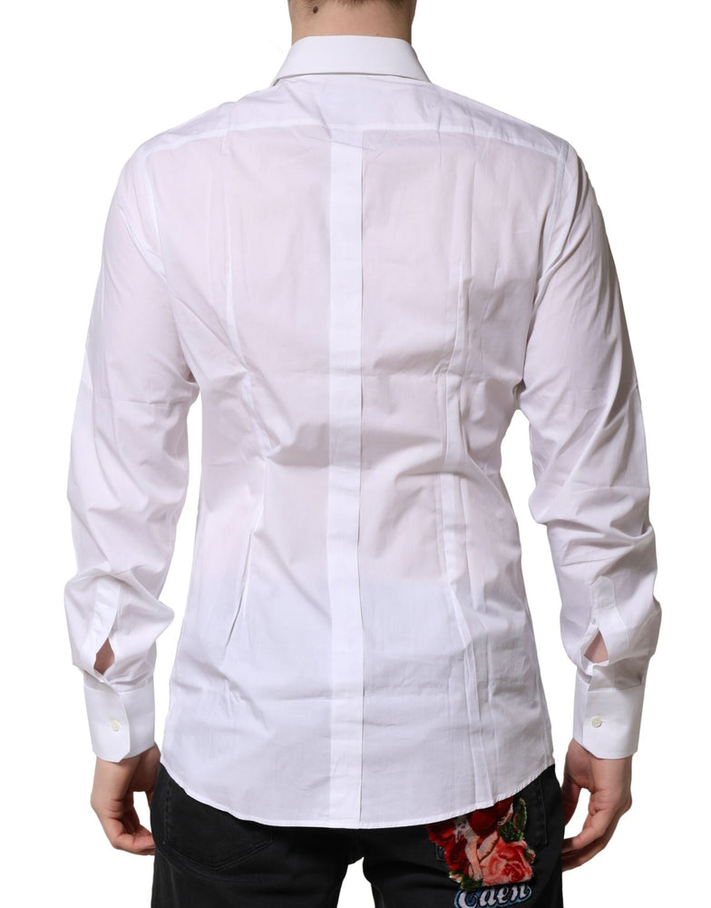 Dolce & Gabbana White Cotton Long Sleeves GOLD Formal Shirt