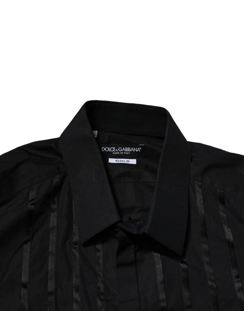 Dolce & Gabbana Black Cotton GOLD Mens Dress Formal Shirt