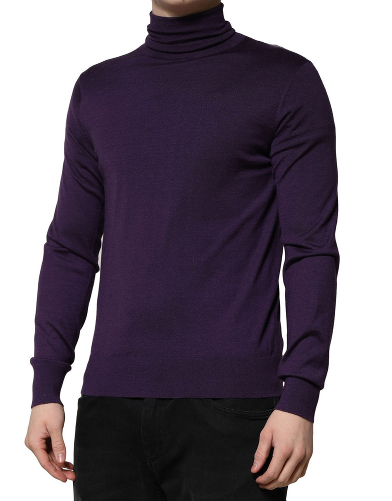 Dolce & Gabbana Purple Cashmere Turtleneck Pullover Sweater