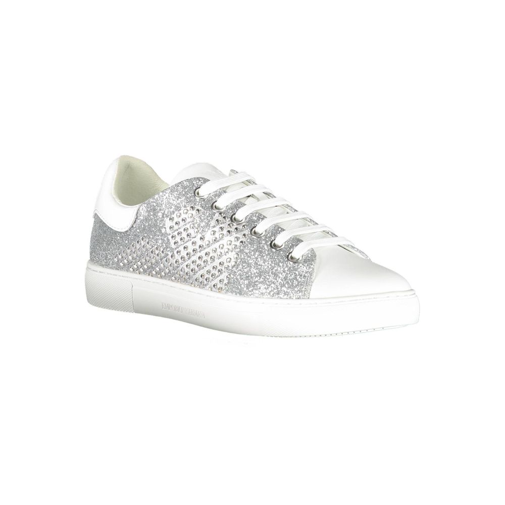 Emporio Armani Silver Leather Women Sneaker