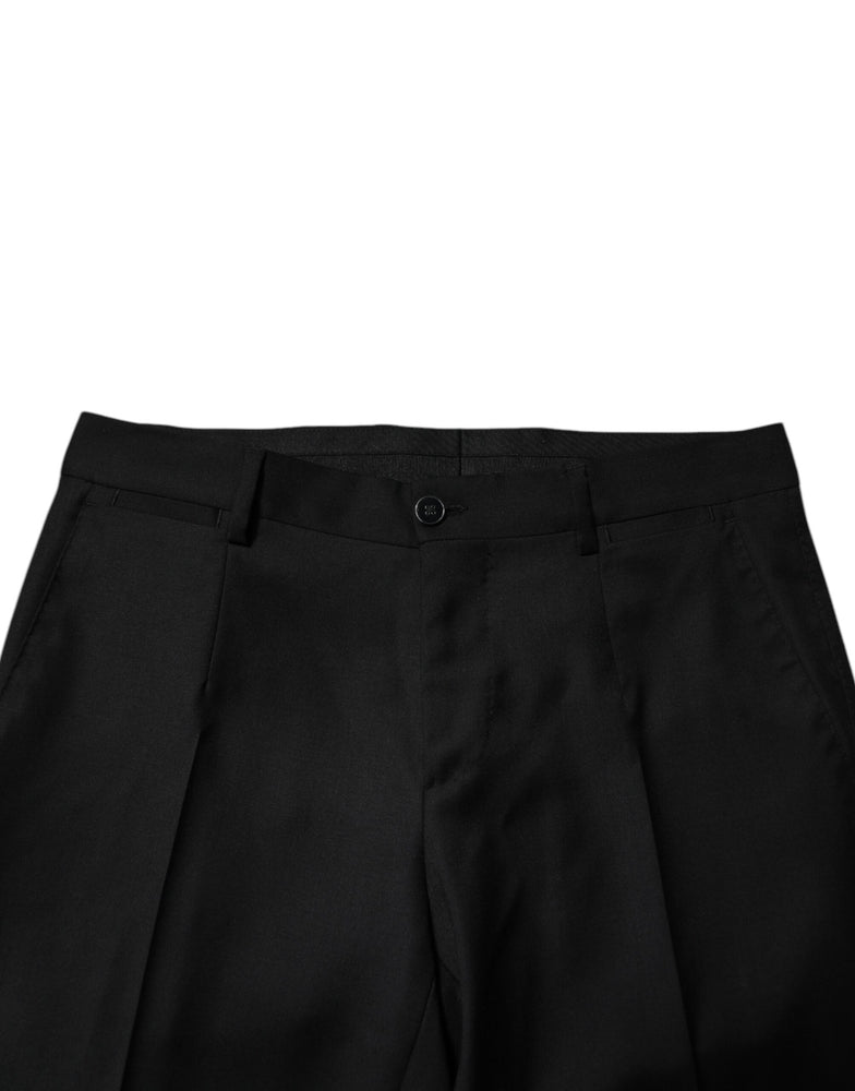 Dolce & Gabbana Black Wool Formal Men Slim Pants