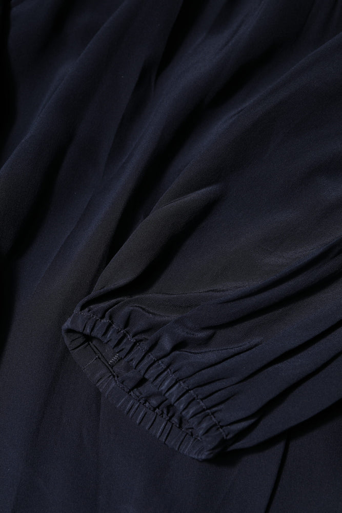 Dolce & Gabbana Blue Silk Mock Neck Long Sleeves Blouse Top