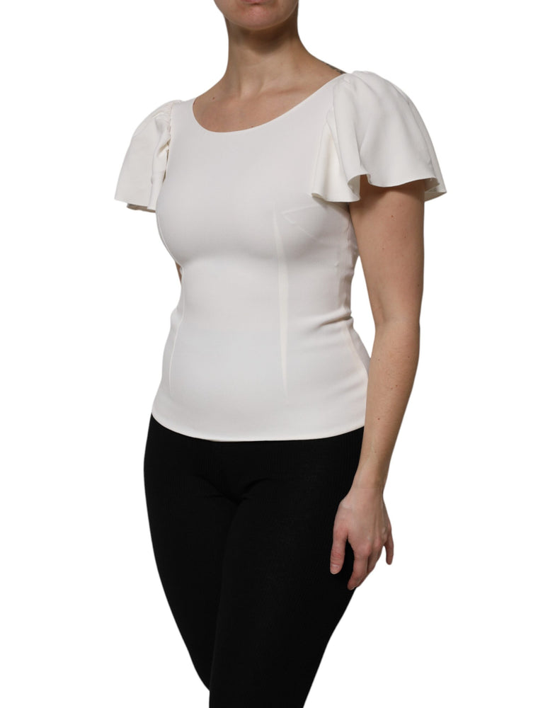 Dolce & Gabbana White Viscose Round Neck Short Sleeves Top