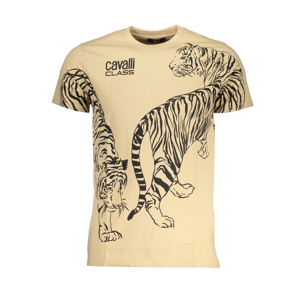 Cavalli Class Beige Cotton Men's T-Shirt
