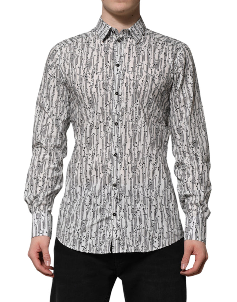 Dolce & Gabbana White Floral Print Casual Long Sleeves Shirt