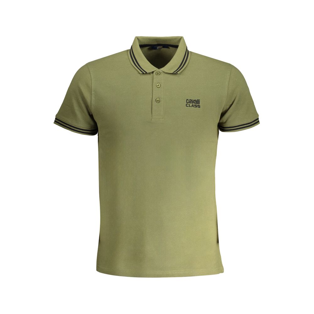 Cavalli Class Verde Cotton Mens Polo Shirt