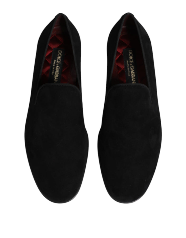 Dolce & Gabbana Black Suede Slip On Loafers Formal Shoes