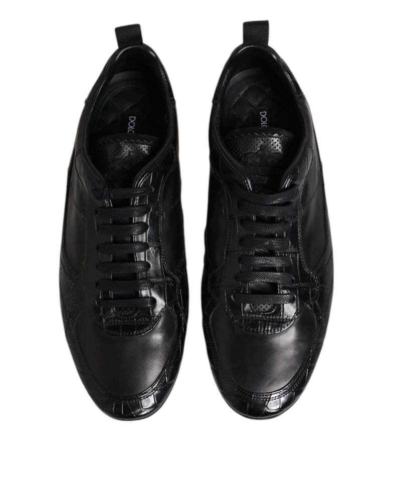 Dolce & Gabbana Black Exotic Leather Low Top Sneakers Shoes