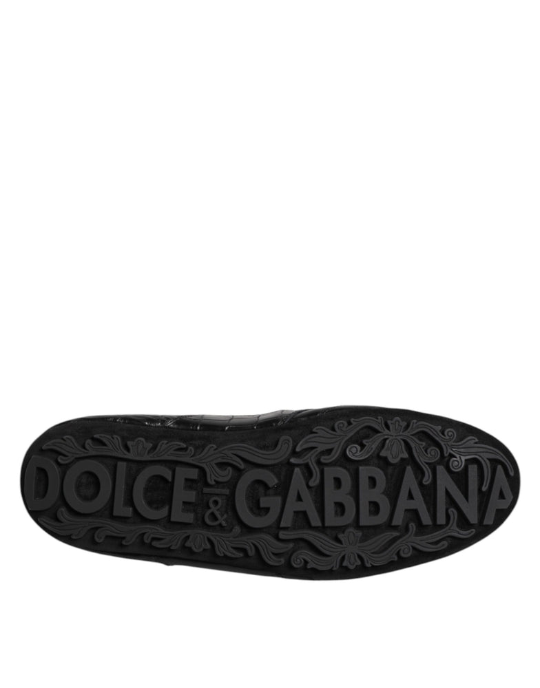 Dolce & Gabbana Black Exotic Leather Low Top Sneakers Shoes