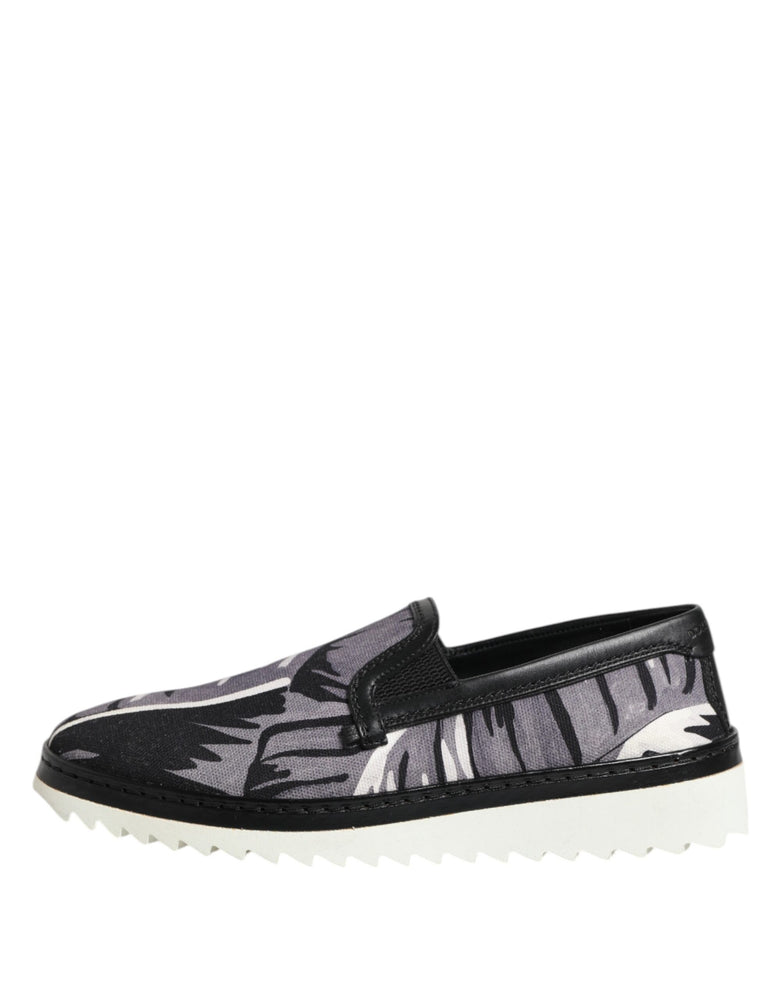 Dolce & Gabbana Black Tropical Slip On Men Sneakers Shoes