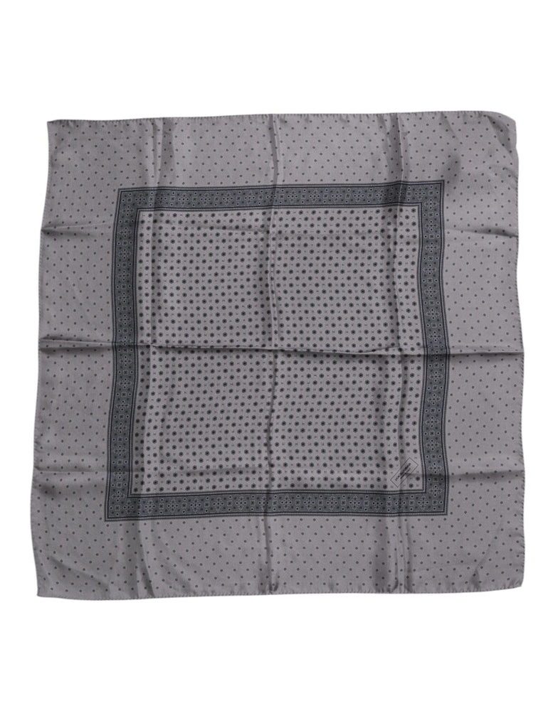 Dolce & Gabbana Gray Polka Dot Silk Square Men Foulard Scarf