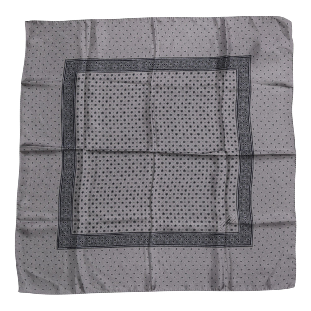 Dolce & Gabbana Gray Polka Dot Silk Square Men Foulard Scarf