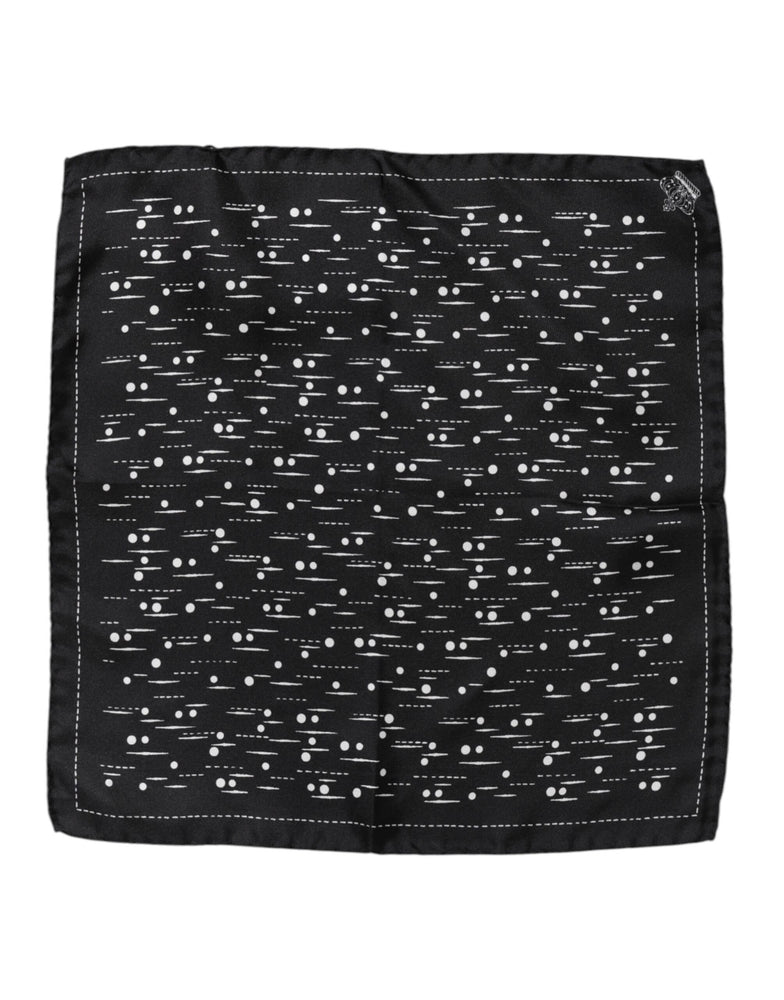 Dolce & Gabbana Black White Printed Square Men Foulard Scarf
