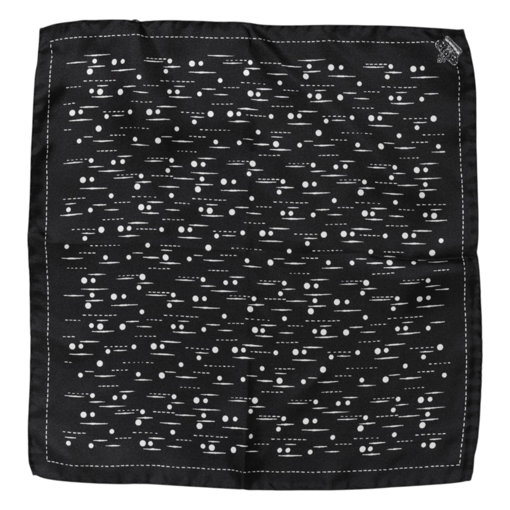 Dolce & Gabbana Black White Printed Square Men Foulard Scarf