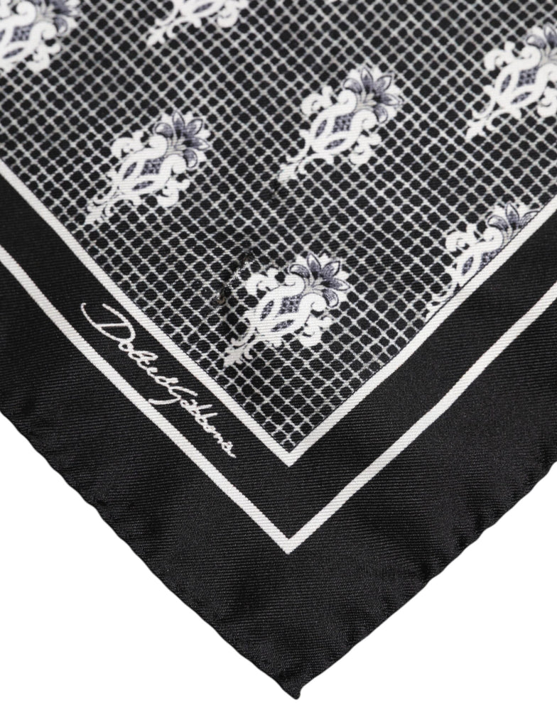Dolce & Gabbana Black White Printed Square Foulard Scarf