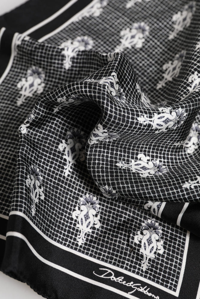 Dolce & Gabbana Black White Printed Square Foulard Scarf