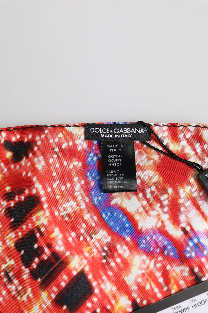 Dolce & Gabbana Black Multicolor Print Square Foulard Scarf