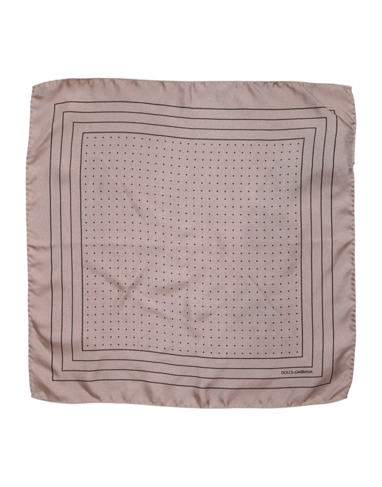 Dolce & Gabbana Beige Dotted Silk Square Men Foulard Scarf
