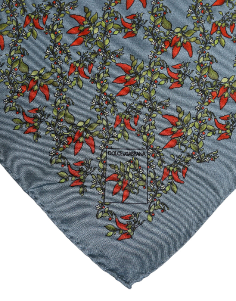 Dolce & Gabbana Gray Chilis Silk Square Men Foulard Scarf