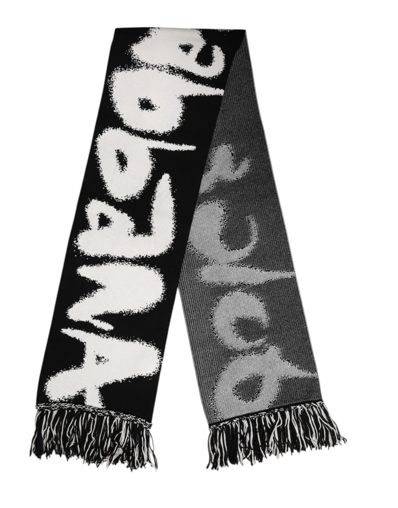 Dolce & Gabbana Black Logo Neck Warmer Wrap Men Shawl Scarf