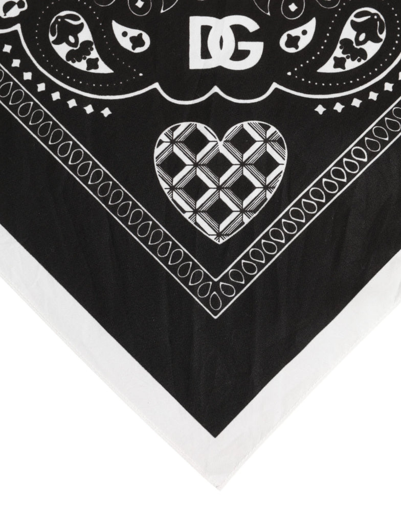 Dolce & Gabbana Black White Bandana Square Men Foulard Scarf