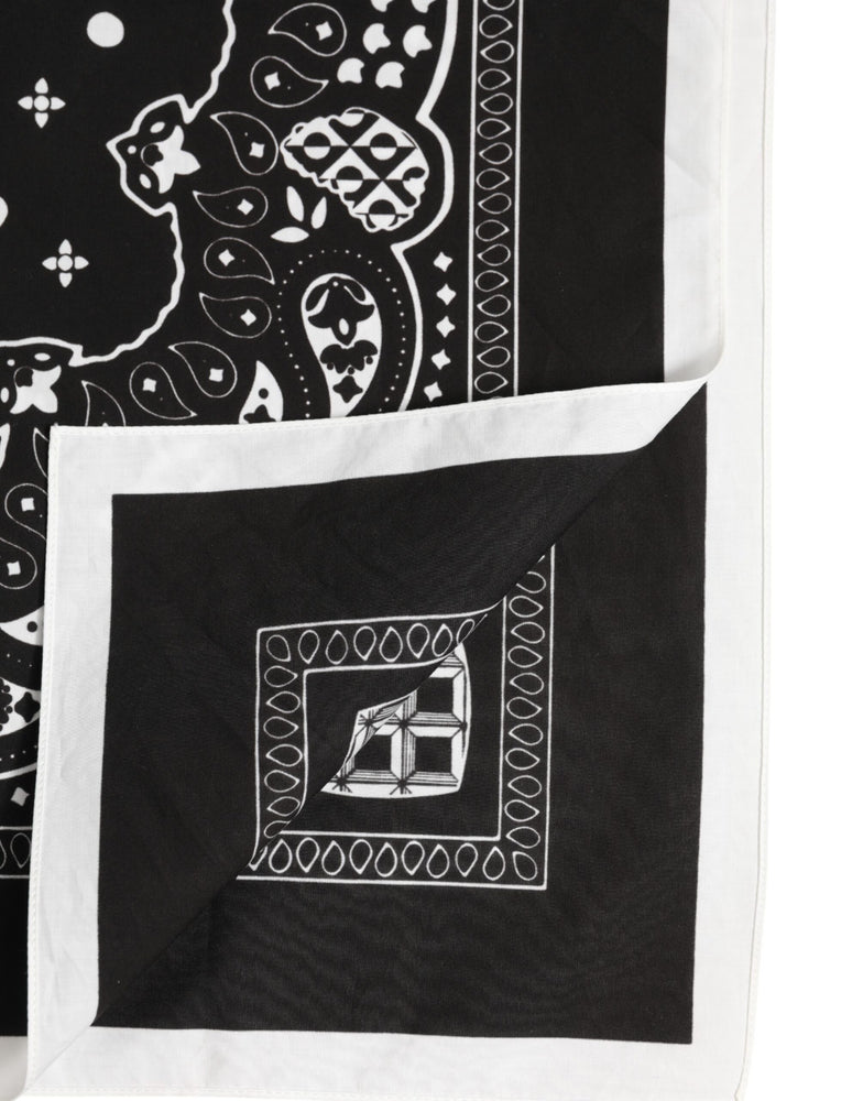 Dolce & Gabbana Black White Bandana Square Men Foulard Scarf
