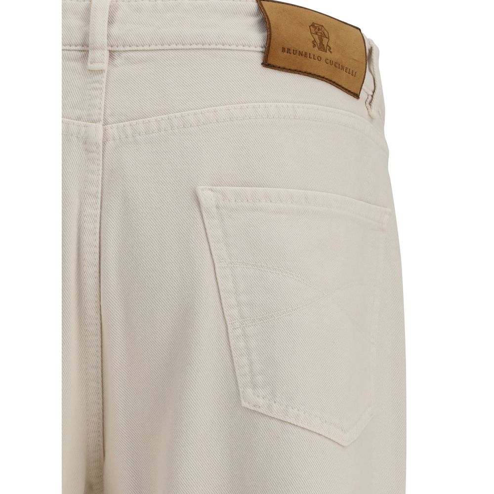 Brunello Cucinelli Cream Cotton Jeans Denim