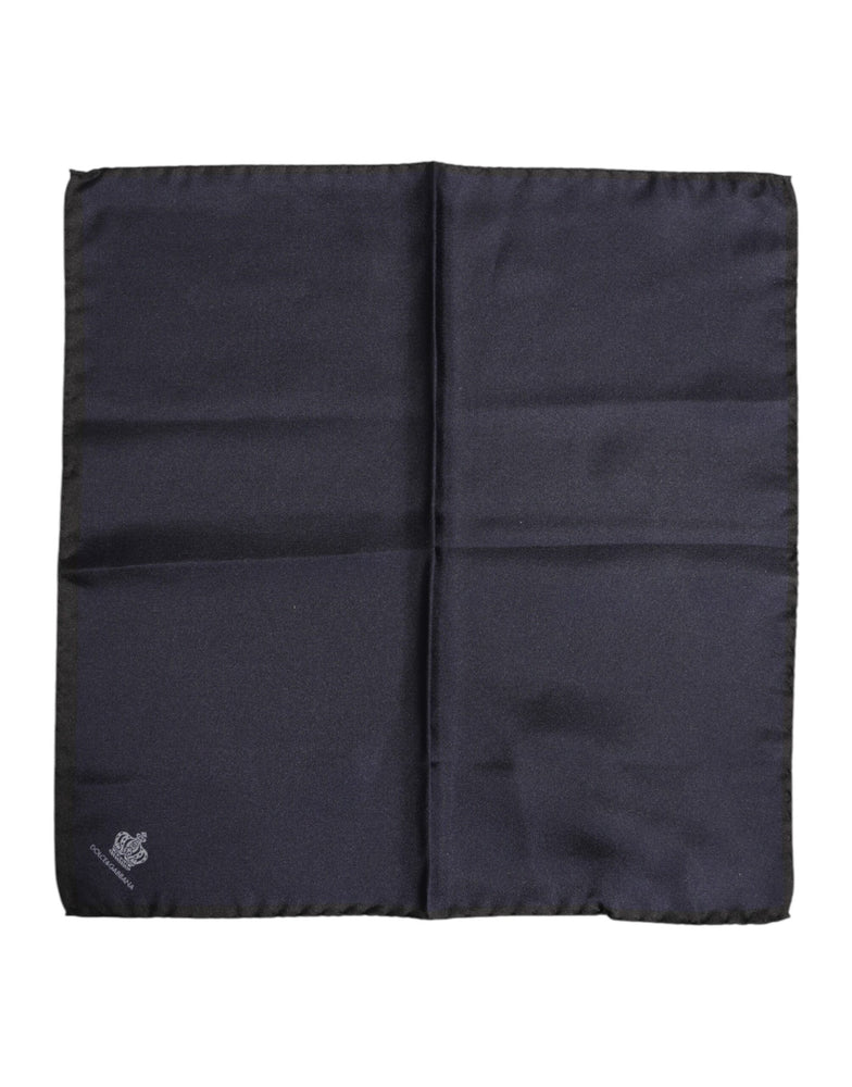 Dolce & Gabbana Blue DG Crown Silk Square Men Foulard Scarf