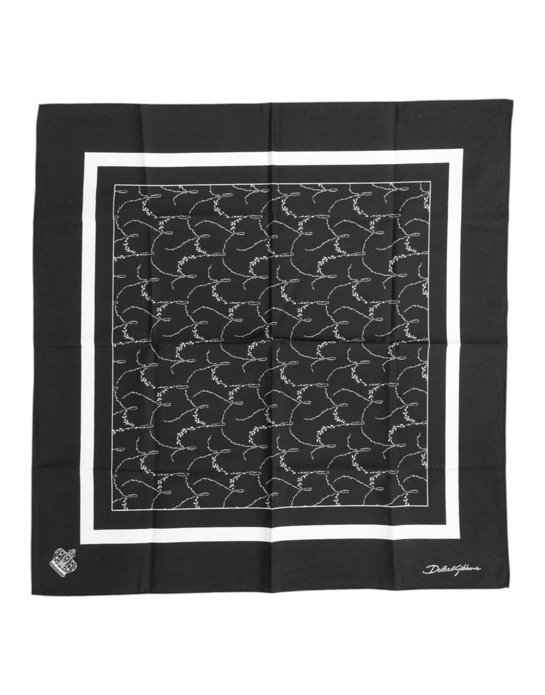 Dolce & Gabbana Black White Printed Square Men Foulard Scarf