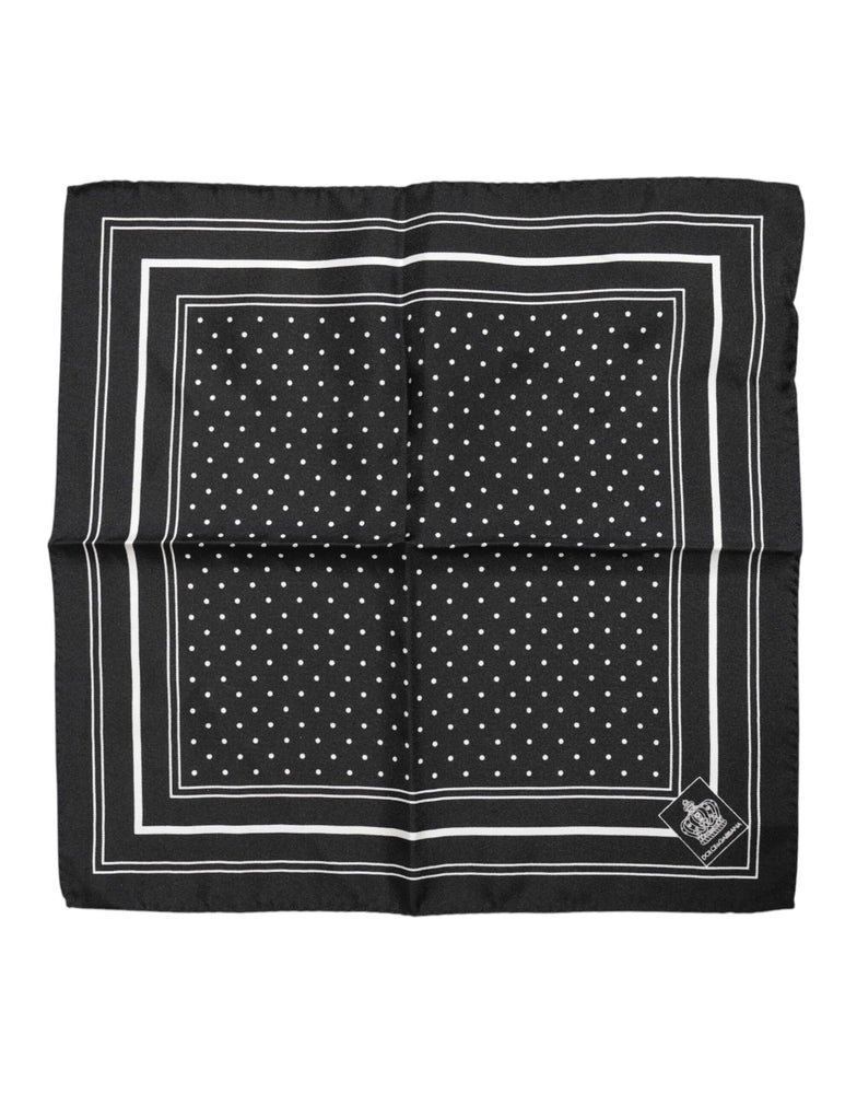 Dolce & Gabbana Black White Polka Dot Men Foulard Scarf