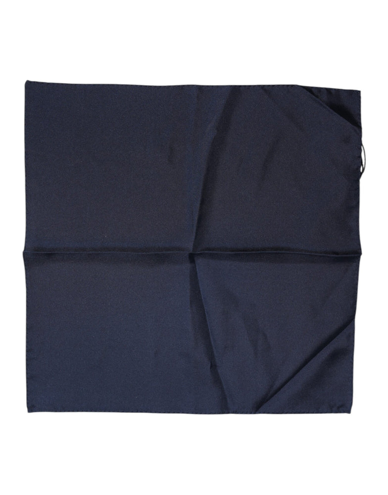 Dolce & Gabbana Dark Blue Silk Square Men Foulard Scarf