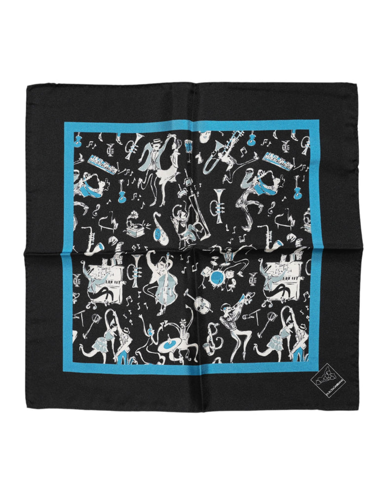 Dolce & Gabbana Black Jazz Club Silk Square Men Foulard Scarf