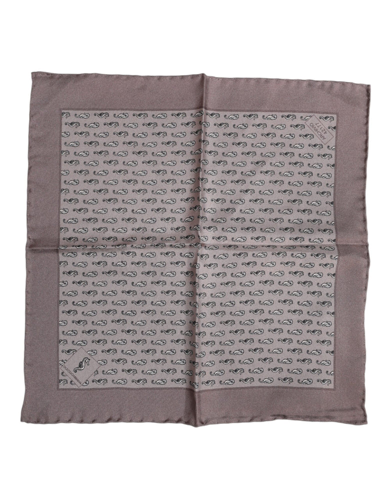 Dolce & Gabbana Brown Sea Horse Silk Square Foulard Scarf