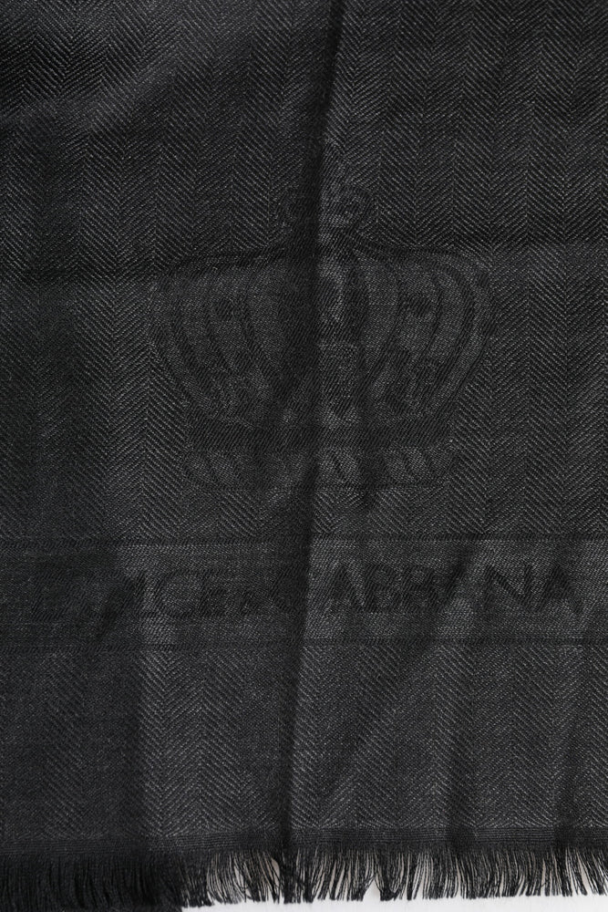 Dolce & Gabbana Dark Gray Cashmere Fringes Neck Warmer Scarf