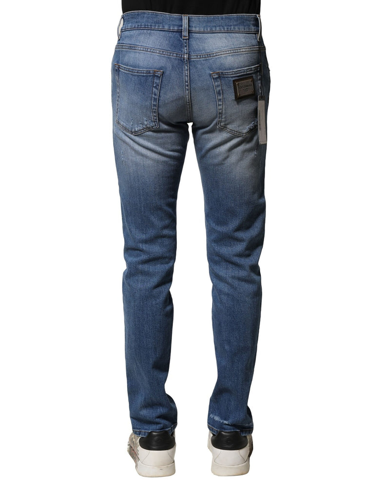 Dolce & Gabbana Blue Washed Cotton Skinny Men Denim Jeans