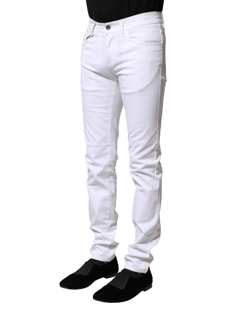 Dolce & Gabbana White Cotton Skinny Men Denim Jeans