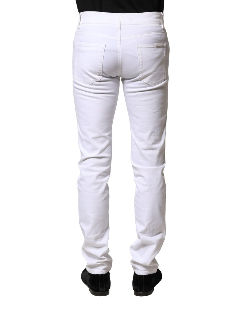 Dolce & Gabbana White Cotton Skinny Men Denim Jeans