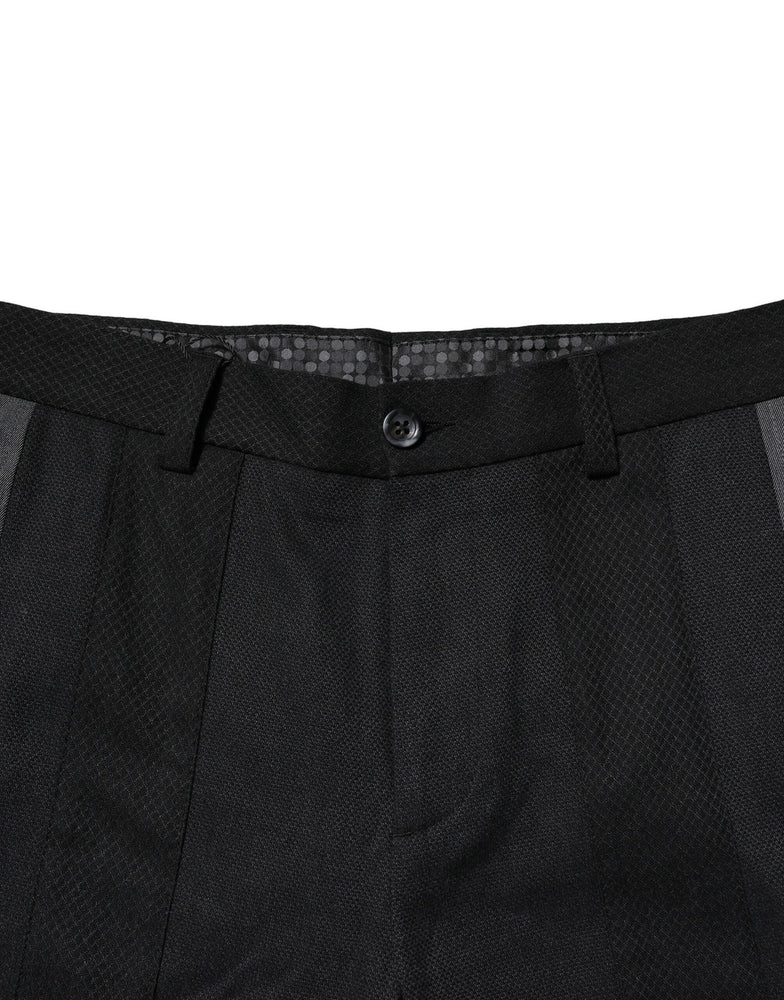 Dolce & Gabbana Black Gray Cotton Tapered Men Pants