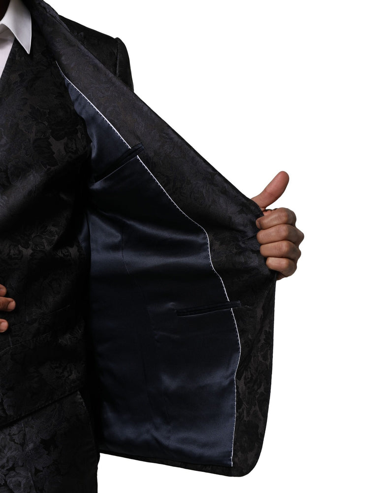 Dolce & Gabbana Black Jacquard 3 Piece Single Breasted Suit