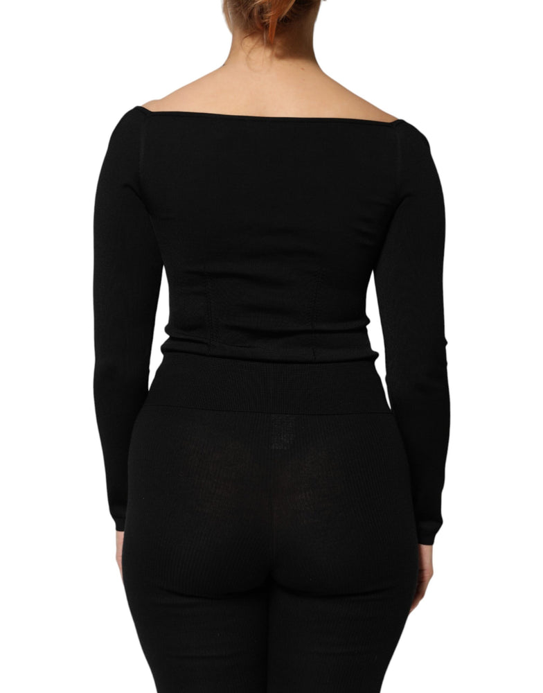 Dolce & Gabbana Black Viscose Long Sleeve Pullover Blouse Top