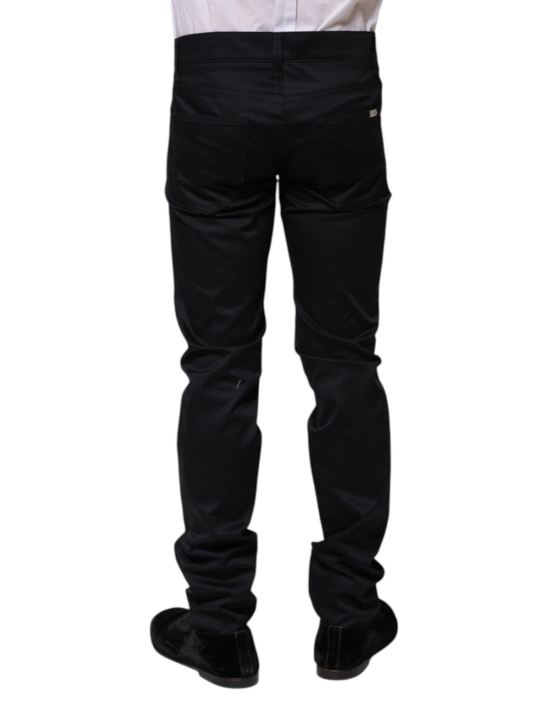 Dolce & Gabbana Black Cotton Skinny Mid Waist Pants