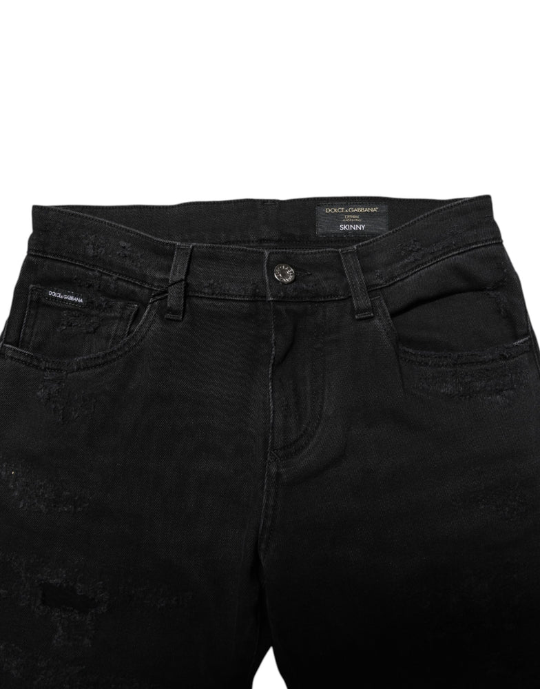 Dolce & Gabbana Black Cotton Skinny Men Denim Jeans
