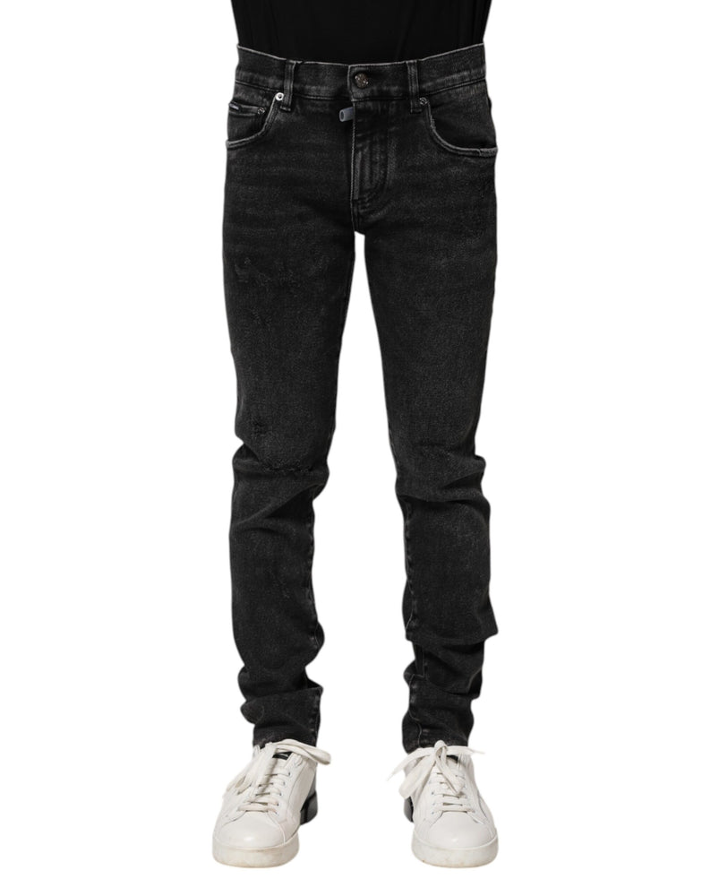 Dolce & Gabbana Black Cotton Skinny Men Denim Jeans